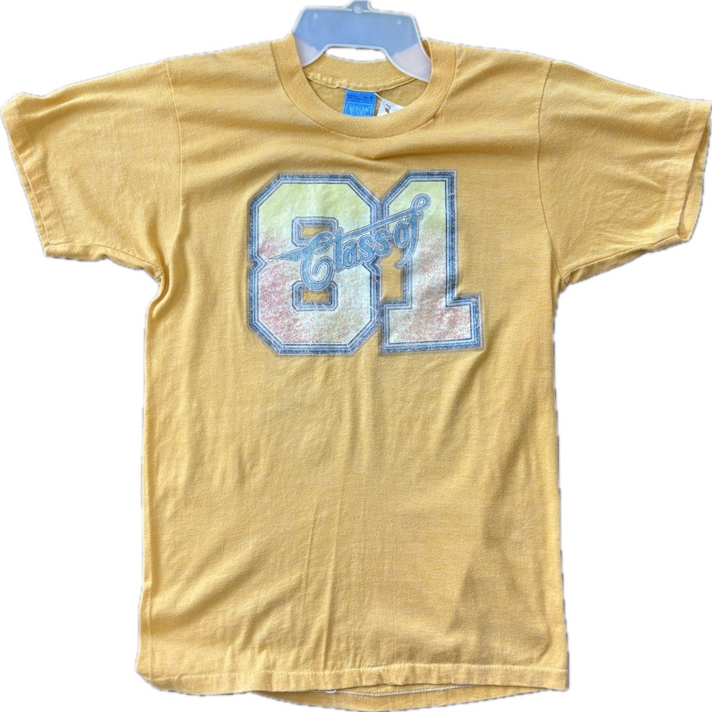 Vtg Screen Stars Class of 1981 Yellow Tee